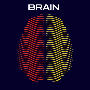 Renkli çizgilerden oluşan soyut insan beyni. Vektör illüstrasyonu