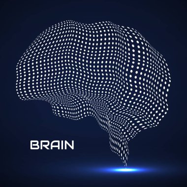Renkli noktalı soyut insan beyni. Vektör illüstrasyonu