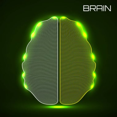 Noktalı insan beyni soyut. Vektör illüstrasyonu