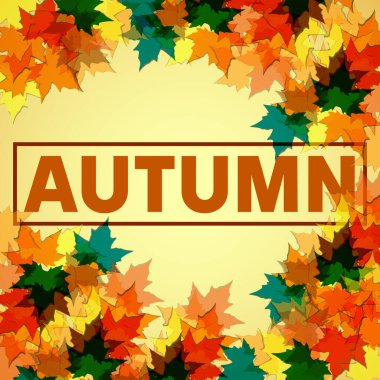 Tasarım için sonbahar afişi, yapraklı yazı. Vektör illüstrasyonu