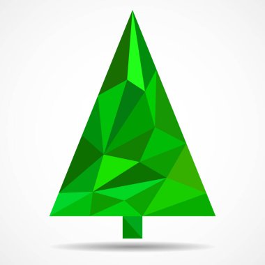 Üçgenlerden soyut renkli noel ağacı. Geometrik stil. Vektör illüstrasyonu