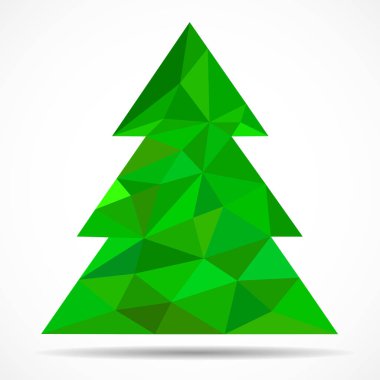 Üçgenlerden soyut renkli noel ağacı. Geometrik stil. Vektör illüstrasyonu