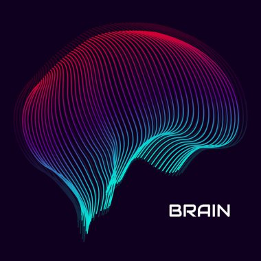 Soyut insan beyni. Renkli çizgileri olan logo