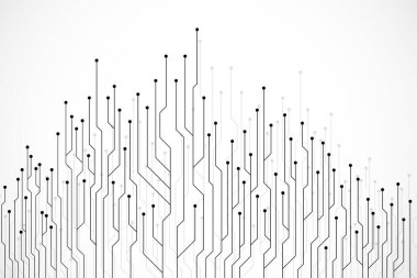 Çizgilerin ve noktaların soyut arkaplanı. Teknolojik geometrik grafik. Vektör illüstrasyonu