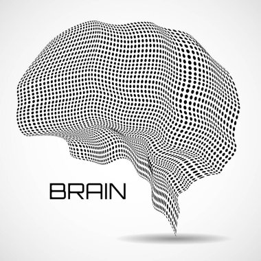 Siyah noktalı soyut insan beyni. Vektör illüstrasyonu