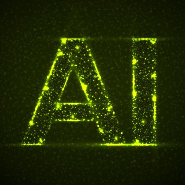 Parlayan parçacıkları olan yapay zeka. Soyut teknoloji konsepti. Vektör illüstrasyonu