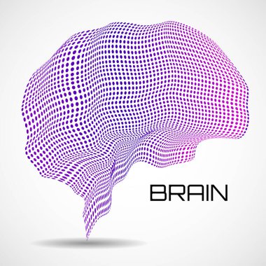 Renkli noktalı soyut insan beyni. Vektör illüstrasyonu