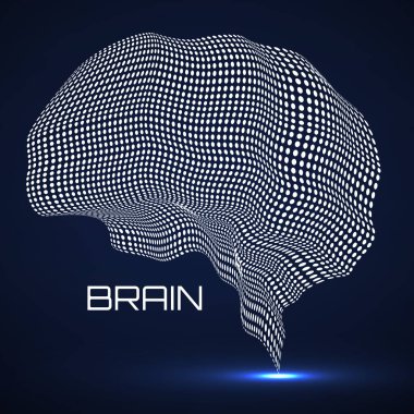 Renkli noktalı soyut insan beyni. Vektör illüstrasyonu