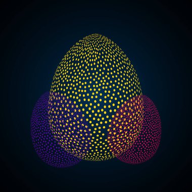 Soyut Paskalya yumurtaları mavi arka planda izole edilmiş.