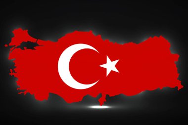 Koyu arkaplan üzerinde ulusal bayrak bulunan hindi haritası. Vektör illüstrasyonu