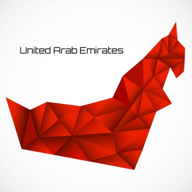 Birleşik Arap Emirlikleri haritası beyaz arkaplanda geometrik çokgen biçiminde