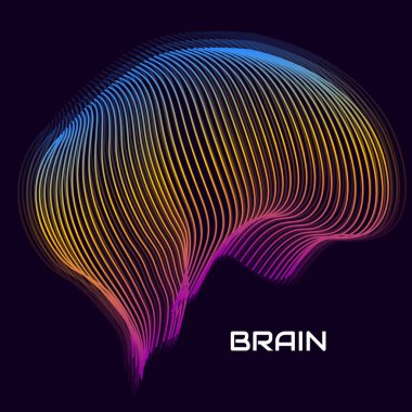 Soyut insan beyni. Renkli çizgileri olan logo