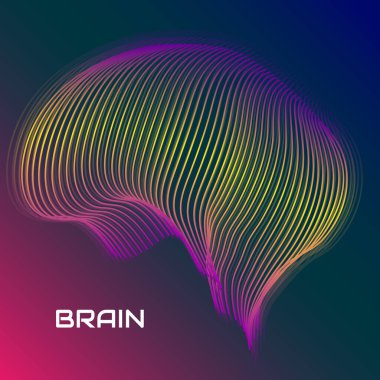 Soyut insan beyni. Renkli çizgileri olan logo