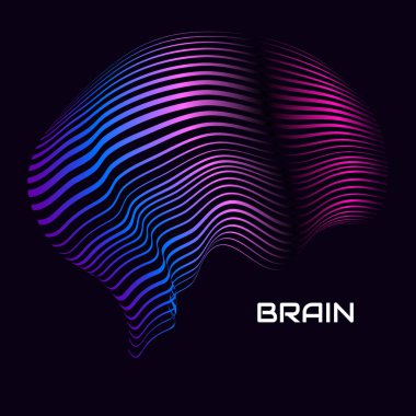 Soyut insan beyni. Renkli çizgileri olan logo
