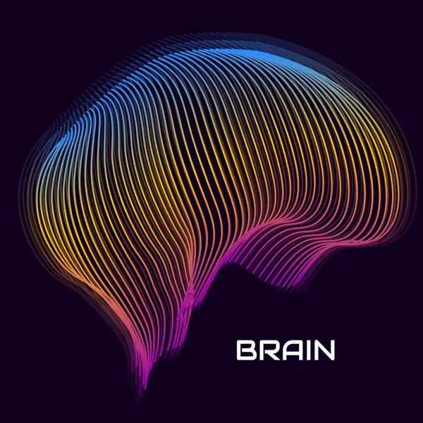 Soyut insan beyni. Renkli çizgileri olan logo