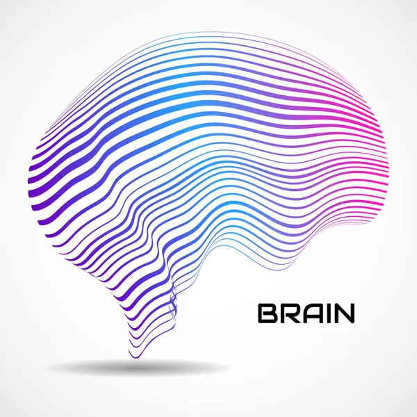 Soyut insan beyni. Renkli çizgileri olan logo