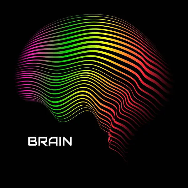 Soyut insan beyni. Renkli çizgileri olan logo