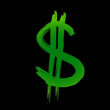 Grunge dolar işareti. Çizilmiş fırça sembolü dolar, vektör