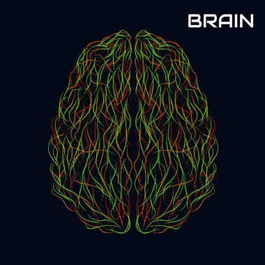 Boya darbeleriyle soyut yaratıcı beyin. Renkli vektör illüstrasyonu