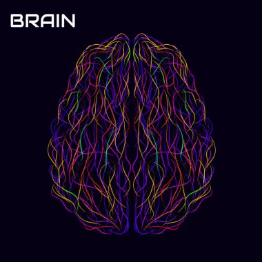 Boya darbeleriyle soyut yaratıcı beyin. Renkli vektör illüstrasyonu