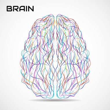 Boya darbeleriyle soyut yaratıcı beyin. Renkli vektör illüstrasyonu