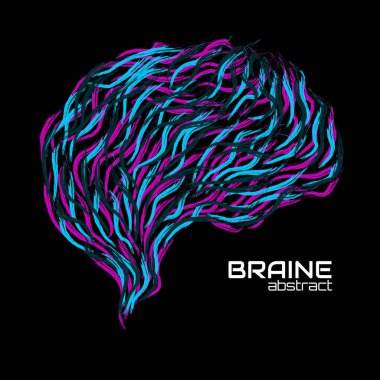 Boya darbeleriyle soyut yaratıcı beyin. Renkli vektör illüstrasyonu