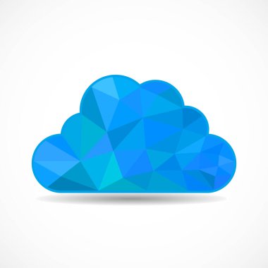 Beyaz arka planda izole edilmiş çokgen bulut. Vektör illüstrasyonu