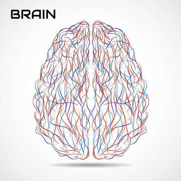 Абстрактный творческий мозг со штрихами краски. Красочная векторная иллюстрация