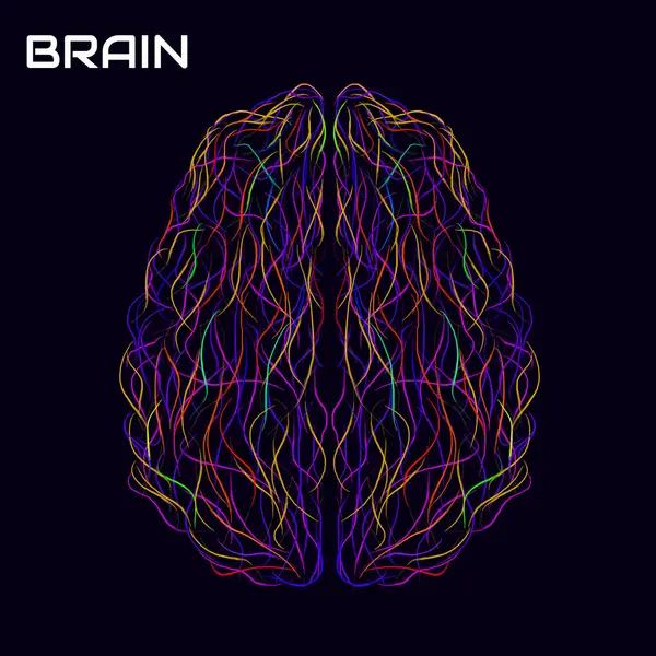 Boya darbeleriyle soyut yaratıcı beyin. Renkli vektör illüstrasyonu