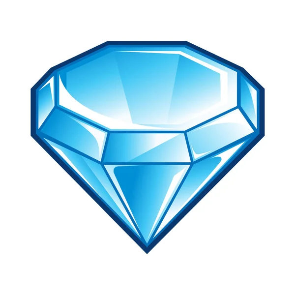 Shiny Blue Diamond Cartoon — Stock Vector
