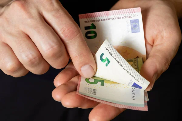 Großaufnahme Mit Euro Banknoten Banknoten Und Euro Geld Zählen — Stockfoto