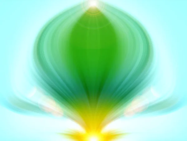 Banner Muguri Flori Verzi Abstracte Fundal Albastru Ilustrație Energie Primăvară — Fotografie, imagine de stoc