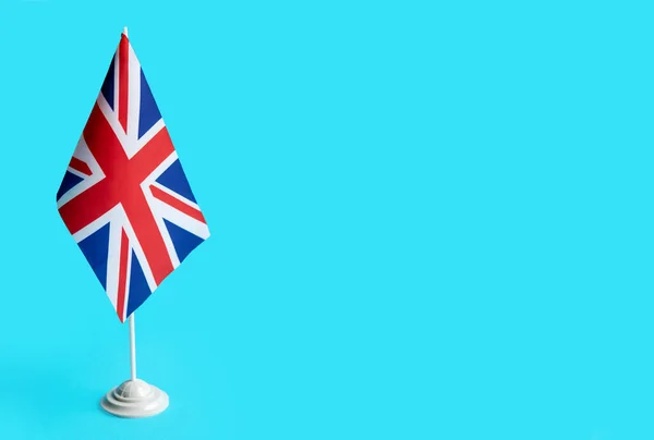 Flaga Wielkiej Brytanii Miejsce Tekst Niebieskim Tle Wielka Brytania — Zdjęcie stockowe
