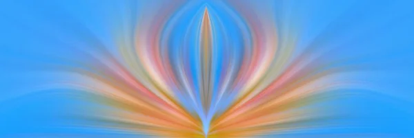 未来的な青橙色の抽象的なエネルギーの花 テキストと密教のシンボルの創造的な背景 — ストック写真