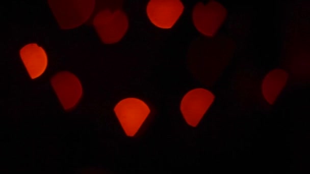 Bokeh Rojo Forma Corazón Ritmo Del Amor — Vídeos de Stock