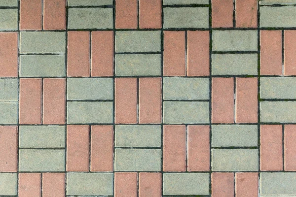 Road Green Red Paving Slabs Background Image View — Stock Photo, Image