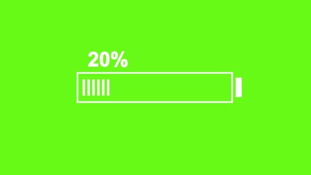 Загрузка Заряда Батареи 100 Зеленом Фоне Динамическая Анимация Дизайн Пользовательского — стоковое видео