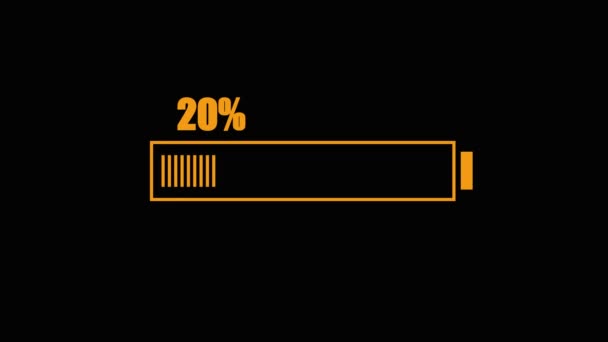 Loading Bar Battery Charge 100 Black Background Dynamic Animation Design — Stock Video