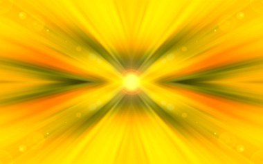 Soyut arkaplan. Açık sarı bulanık duvar kağıdı. Uzayda yeşil ve kırmızı ışık huzmeleri.