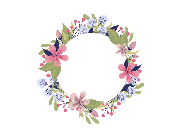 Virágos Rózsaszín Rózsa Zöld Levelek Esküvői Koncepció Virágokkal Virágos Poszter — Stock Vector
