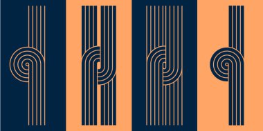 Nordic boho minimal organik çizimler içinde estetik retro baskılar var. Zen desenleri geometrik çizgilerle iç içe geçiyor. Vektör illüstrasyonu