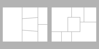 Fotoğraf albümleri için minimalist geometrik fotoğraf çerçevesi düzeni, düğün fotoğrafı. 8,5 'a 11 oranında. Vektör illüstrasyonu