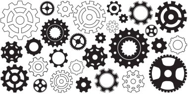 El çizimi dişli dişli arka plan. Çizim stili renk teçhizatı mekanizması. İş fikri kavramı, takım çalışması, ilerleme geçmişi. Doodle dişlisi. Vektör illüstrasyonu