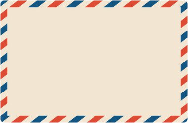 Havayolu zarfı çerçevesi. Uluslararası klasik harf sınırı. Diplomat boyutunda. Mavi ve kırmızı çizgili Retro hava postası. Boş kağıt şablonu. Boş klasik posta iletisi illüstrasyonu