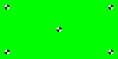 Yeşil ekran şablonu. Siyah haç işaretlerini takip eden yeşil arkaplan. Chromakey video teknolojisi, film sonrası çekimlerinde görsel efekt ya da VFX eklemek için. Vektör illüstrasyonu