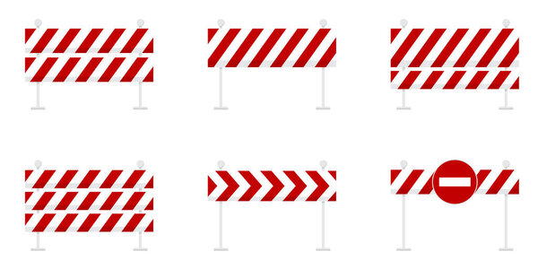 Hurdles and Barriers with Caution Tape and Roadblock Safety Equipment. Vector illustration