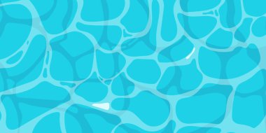 Okyanus suyu yüzeyinde çizgi film stili oyun dokusu üst görüşünde güneş ışığı yansımaları var. Vektör illüstrasyonu