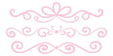 Lüks davet kartı veya sertifika dekorasyonunda kullanmak için el yapımı zarif metin ayırıcılar ve klasik kaligrafik süsleme bölücüleri. Vektör illüstrasyonu