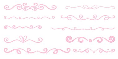 Yazı kenarları davetleri ve tebrik kartları için klasik stil kaligrafi ve süs bölücüleri seti. Vektör illüstrasyonu