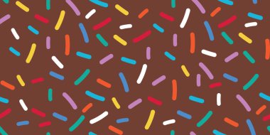 Tiny Rainbow Şeker Vermicelli ve Yaratıcı Eğlence Şekerlemeleri Tasarımı ve Dekorasyonu için Tatlı Şeker Şekerlemesi Arkaplanlı Renkli Tatlı Tatlı Donut Dokusuna sahip. Vektör illüstrasyonu